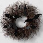 Spooky Black Bat Halloween Wreath