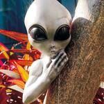 Spooky Lurking Grey Alien Tree Mount Decoration
