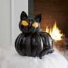 Spooky Pumpkin Cats with Flickering LED Eyes