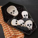 Spooky Stoneware Coffin Serving Platter and Skull Bowl