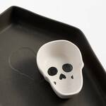 Spooky Stoneware Coffin Serving Platter and Skull Bowl