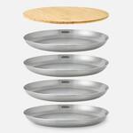 Stainless Steel Picnic Plate Set with Bamboo Chopping Board Lid