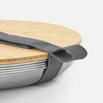 Stainless Steel Picnic Plate Set with Bamboo Chopping Board Lid