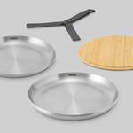 Stainless Steel Picnic Plate Set with Bamboo Chopping Board Lid