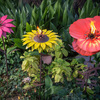 Steel Poppy, Sunflower, and Dahlia Garden Torches
