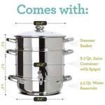 Stovetop Steam Juicer - Juices Grapes, Apples, Strawberries, and More