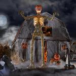 Terrifying 12 Foot Tall Giant Inferno Pumpkin Skeleton w/ Animated LifeEyes