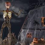 Terrifying 12 Foot Tall Giant Inferno Pumpkin Skeleton w/ Animated LifeEyes
