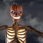 Terrifying 12 Foot Tall Giant Inferno Pumpkin Skeleton w/ Animated LifeEyes