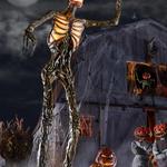 Terrifying 12 Foot Tall Giant Inferno Pumpkin Skeleton w/ Animated LifeEyes