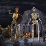 Terrifying 12 Foot Tall Giant Inferno Pumpkin Skeleton w/ Animated LifeEyes