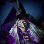 Terrifying 12 ft Animated Hovering Witch