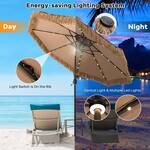 Thatched Patio Umbrella With Solar LED Lighting