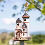 Three Tower Castle Birdhouse with Dragon Weathervane