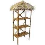 Tropical Bamboo Bookcase with a Dried Palm Leaves Palapa Roof