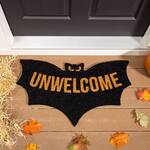 UNWELCOME Vampire Bat-Shaped Halloween Doormat