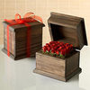 Valentine Baby Rose Blooms in a Handcrafted Wooden Box