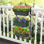 Vertical 3-Tier Hanging Planter Boxes For Railings, Fences, or Walls