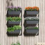Vertical 3-Tier Hanging Planter Boxes For Railings, Fences, or Walls