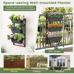 Vertical 3-Tier Hanging Planter Boxes For Railings, Fences, or Walls