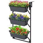 Vertical 3-Tier Hanging Planter Boxes For Railings, Fences, or Walls