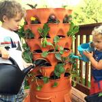 Vertical Garden Tower with Built-in Composter - Holds 50 Plants