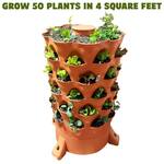 Vertical Garden Tower with Built-in Composter - Holds 50 Plants