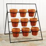 Vertical Planter Stand With 9 Terracotta Pots