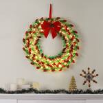 Vintage Red and Green C9 Christmas Bulbs Wreath - 30 Inches!