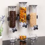 Wall-Mount Triple Canister Cereal and Dry Food Dispenser