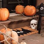Whimsical Black Bat Doormat With Glow-in-the-Dark Eyes