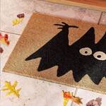 Whimsical Black Bat Doormat With Glow-in-the-Dark Eyes