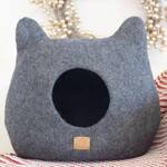 Whimsical Cat Ears Felted Wool Cat Cave