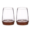 Wooden Base Stemless Wine Glasses