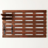 Wooden Slat Doormat With Shoe Scraper and Bristle Brush