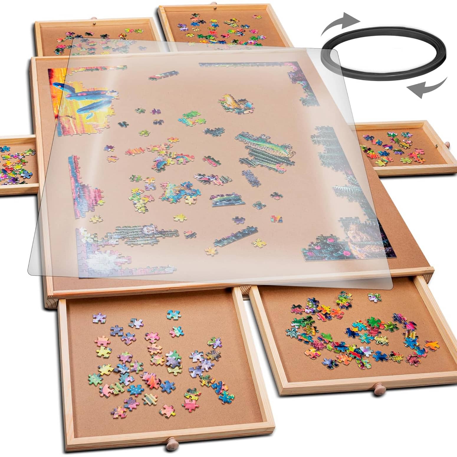 1500 Piece Non-Wood Jigsaw Puzzle Board with Drawers and Felt