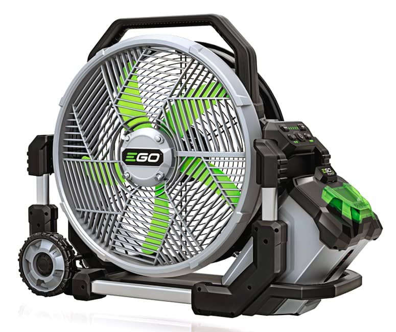EGO POWER+ Misting Fan The World's Most Powerful Cordless Misting Fan! The Green Head