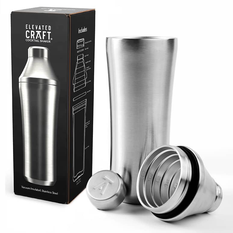 Elevated Craft Hybrid Cocktail Shaker BuiltIn Jigger / DoubleWall