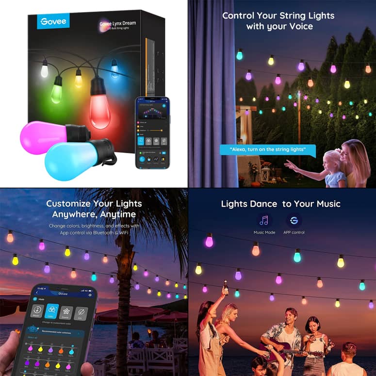 Govee Smart Outdoor LED String Lights AppControlled Colors