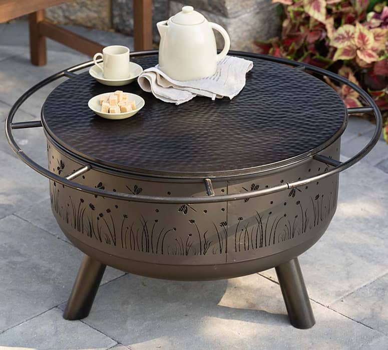 Hammered Metal Fire Pit Cover, Tabletop, and Snuffer AllinOne The