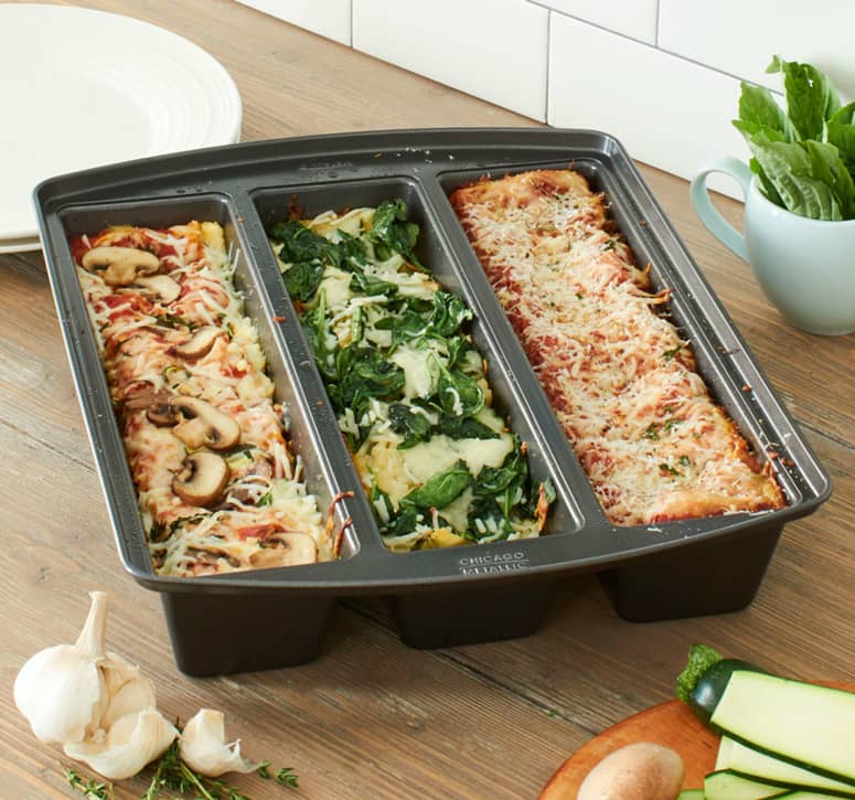 Lasagna Trio Pan Bakes 3 Different Recipes in the Same Pan The