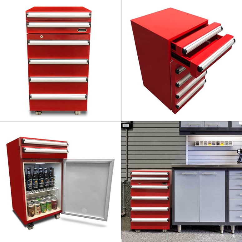 Toolbox Mini Fridge With Sliding Drawers for the Garage or