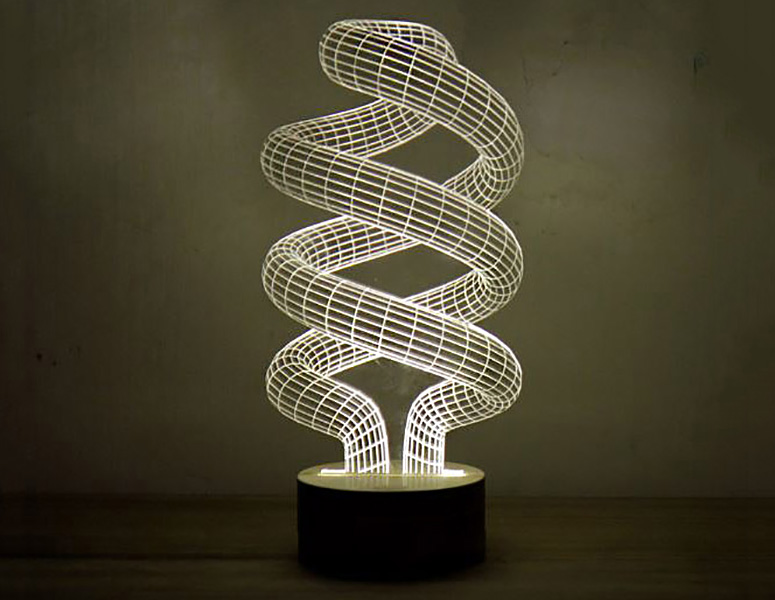 3D Optical Illusion Spiral Bulb LED Lamp