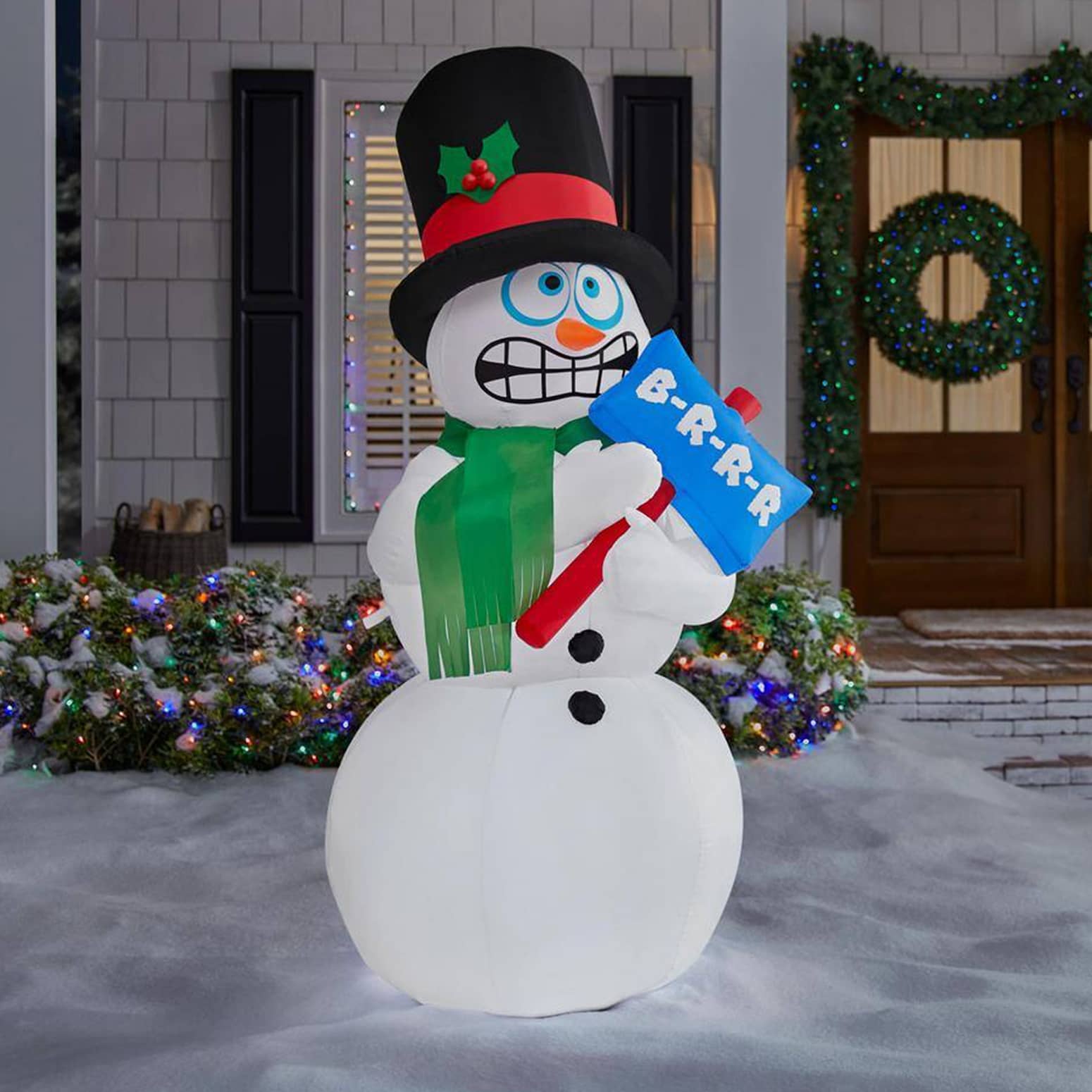 6 Ft Animated Shivering Snowman Inflatable | The Green Head