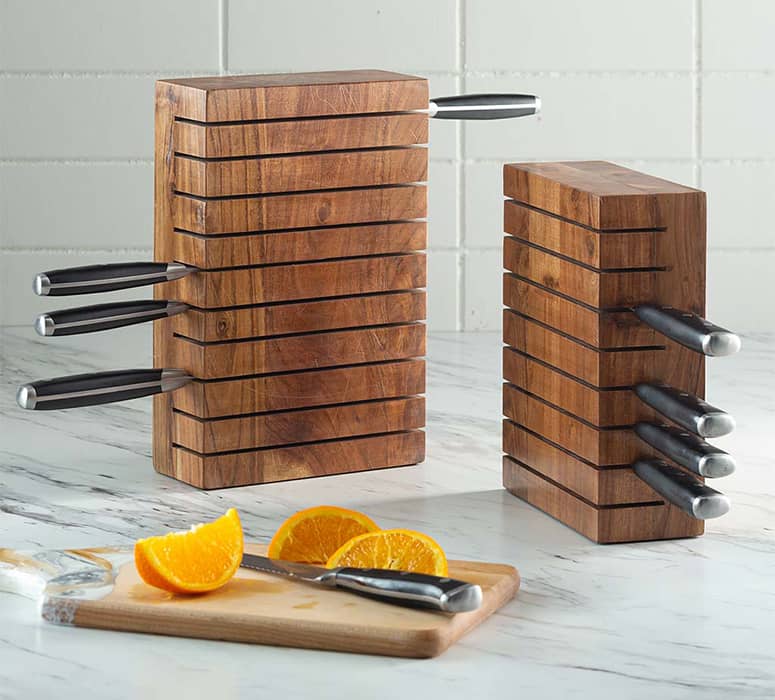 VEVOR Universal Knife Holder, Acacia Wood Knife Block Without Knives, Extra  Large Knife Storage Holder Stand with PP Brush, Multifunctional Wooden