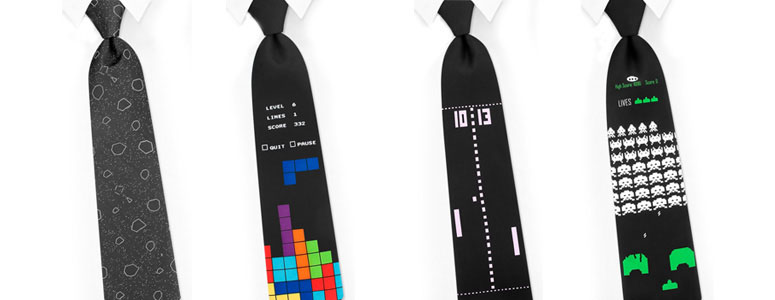 Arcade Game Ties - Asteroids, Pong, Tetris and Space Invaders