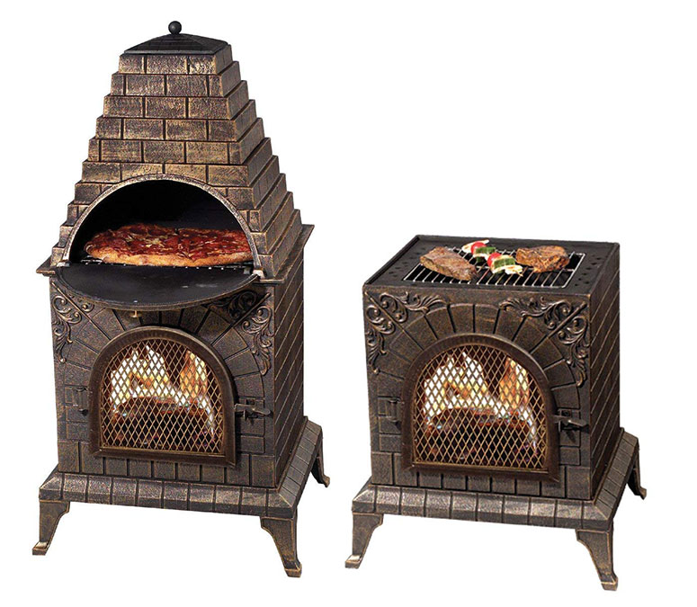 Aztec Allure - Wood-Fired Pizza Oven, Grill, and Fireplace / Chiminea