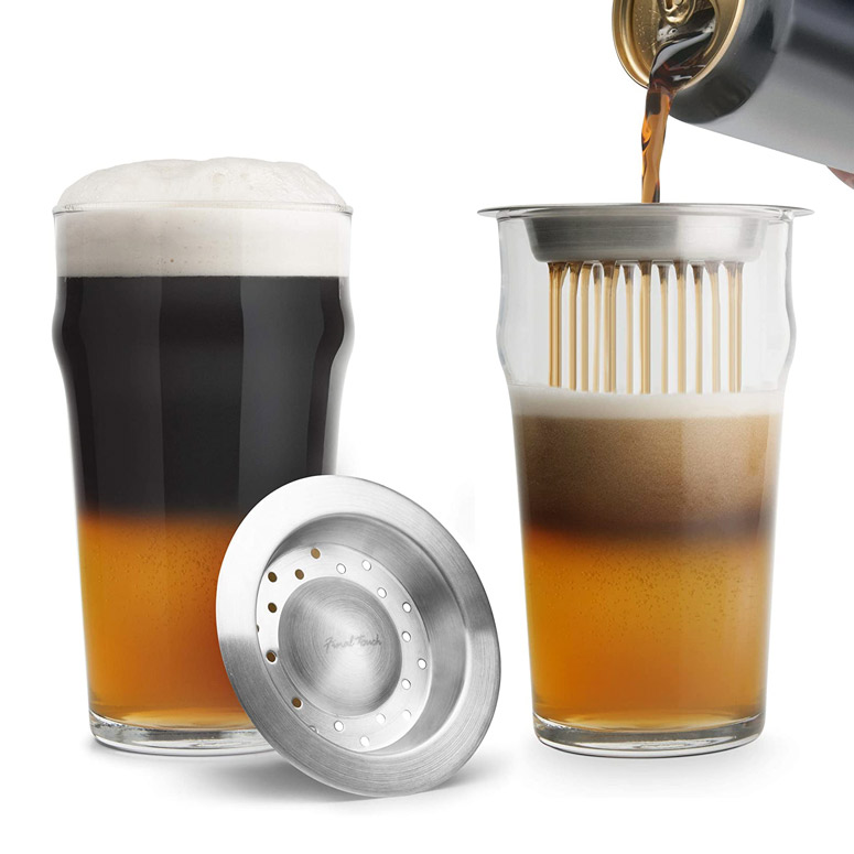 Black and Tan Beer Layering Tool and Glass Set