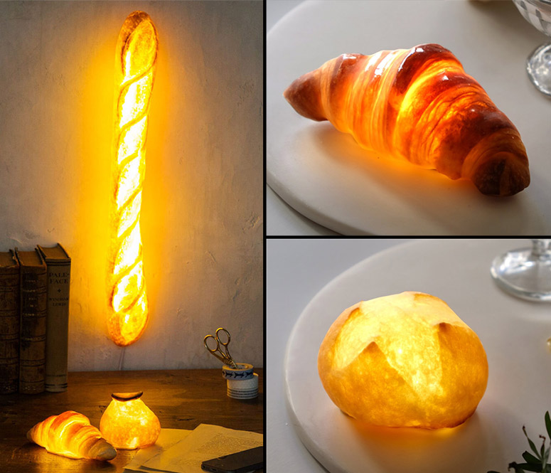 Bread Lamps - Illuminated Croissants, Baguettes, and Dinner Rolls