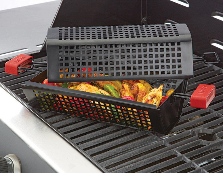 Brookstone Grill Tumbler - Roll Meat and Vegetables Across the Grill